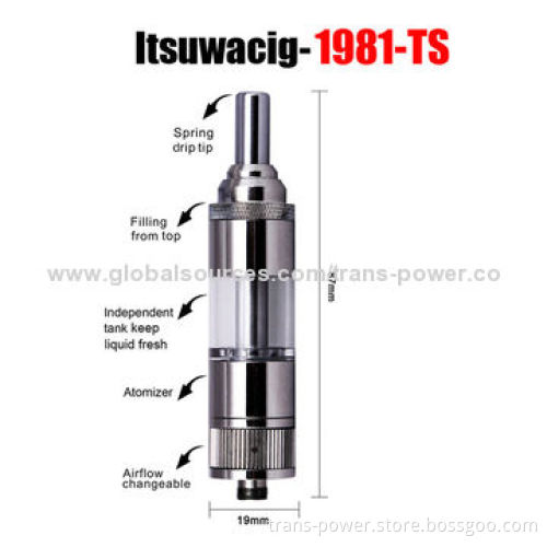 August 2014 Itsuwa 1981 TS Bottom Coil Clearomizers, Airflow Adjustable, Huge Vapor, 100% No Leakage